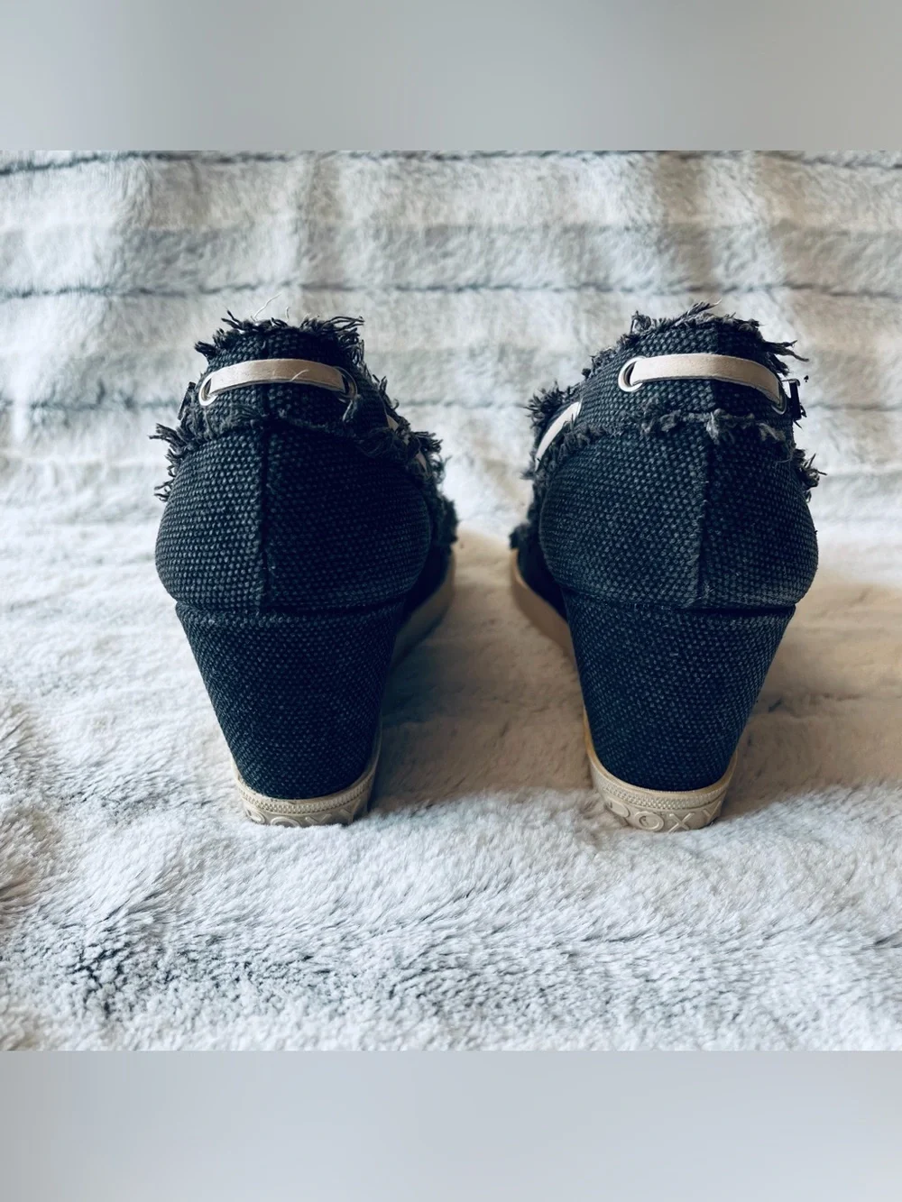 Roxy Frayed Canvas Wedge Moccasin wedges